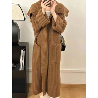 Women Autumn And Winter Loose Plus Size Lazy Long Thick New Foreign Trade Knitted Cardigan - Phosgene