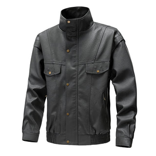 American Retro Fleece-lined Thickened Casual Leather Jacket - Phosgene