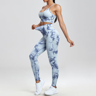 Tie-dyed Fitness Trousers High Waist Hip Lift Sports Skinny Running Sexy Phosgene