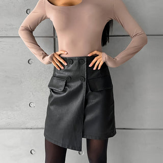 European And American Girl Leather Hip Skirt Female Punk Dark A Word - Phosgene