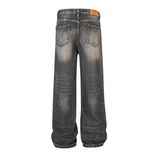 Worn Denim Wide Leg Mop Pants Men Phosgene