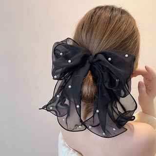 Big Lace White High-grade Hair Accessories Female Back Head Spring Clip Headdress - Phosgene