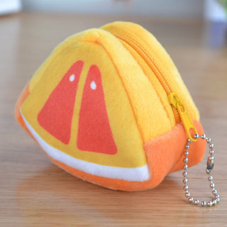 Children's Day Creative Gift Plush Solid Triangle Fruit Zero Wallet Coin Bag Key Bag Strap - Phosgene