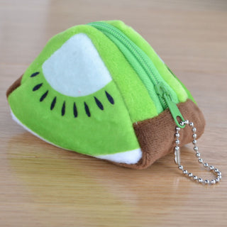 Children's Day Creative Gift Plush Solid Triangle Fruit Zero Wallet Coin Bag Key Bag Strap - Phosgene