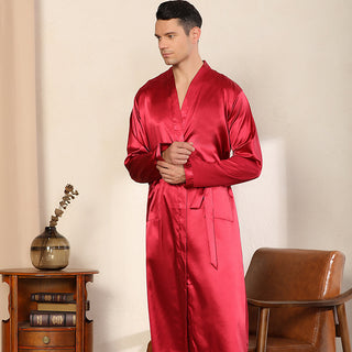 Men's Robe Ultra-thin Cardigan Nightgown Loose Plus Size - Phosgene