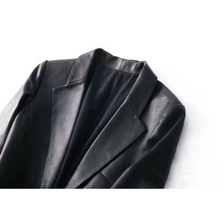 Slim Suit Collar Leather Little Jacket - Phosgene