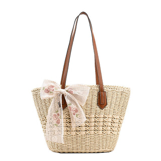 Fashion Women's Bag Weaving Hollow Shoulder Tote Bag - Phosgene