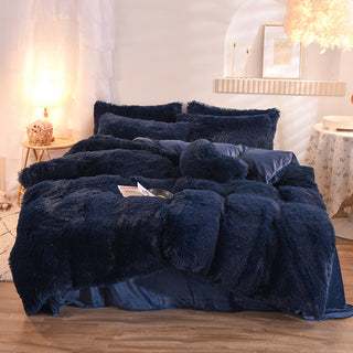 Luxury Thick Fleece Duvet Cover Queen King Winter Warm Bed Quilt Cover Pillowcase Fluffy Plush Shaggy Bedclothes Bedding Set Winter Body Keep Warm - Phosgene