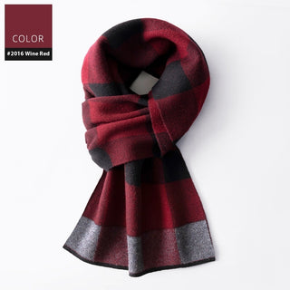 Wool Scarf Men's Winter Plaid Double-sided Scarf - Phosgene