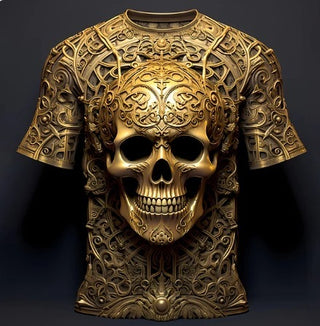 Men's 3D Skull Pattern European Hip Hop Trendy 3D Printed T-shirt Phosgene