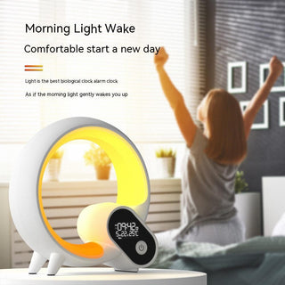 Creative Q Light Analog Sunrise Digital Display Alarm Clock Bluetooth Audio Intelligent Wake-up Q Colorful Atmosphere Light - Phosgene