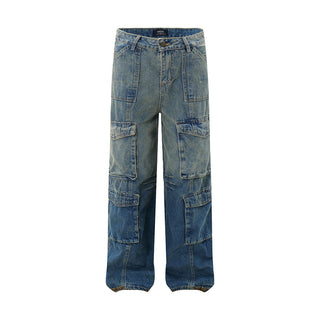 Gradient Tie-dye Denim Cargo Pants Trousers Men's Clothing Phosgene