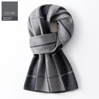 Wool Scarf Men's Winter Plaid Double-sided Scarf - Phosgene