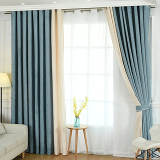 Factory direct stitching simple solid chenille curtain high shading curtain finished living room bedroom curtains - Phosgene