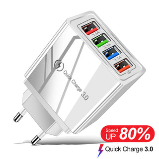 USB Charger Quick Charge 3.0 4 Phone Adapter For Tablet Portable Wall Mobile Charger Fast Charger - Phosgene