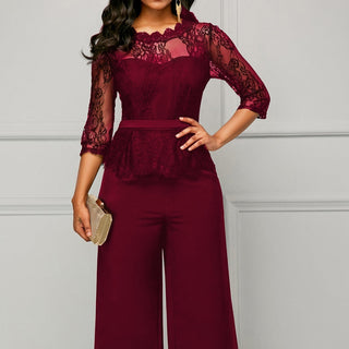 Straight Women's High Waist Lace Jumpsuit New - Phosgene