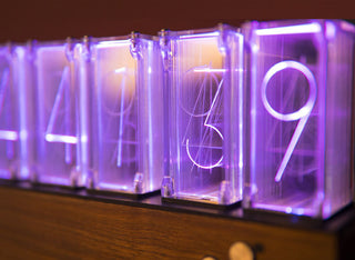 Modern Digital Nixie Tube Clock 6-tubes Night Light Bedroom Desktop Clock Phosgene