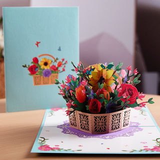 3D PopUp Flower Bouquet Cards Gifts Anniversary PopUp Mom Floral Bouquet Wife Invitation Card Greeting Cards Mothers Day Cards Postcard - Phosgene