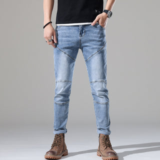 Men's Light-colored Elastic Stitching Embroidered Jeans Phosgene