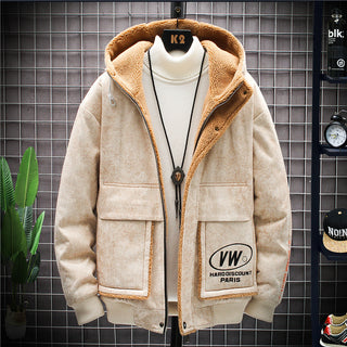 Plush Padded Jacket Jacket Youth Korean Style Slim Men's Top - Phosgene