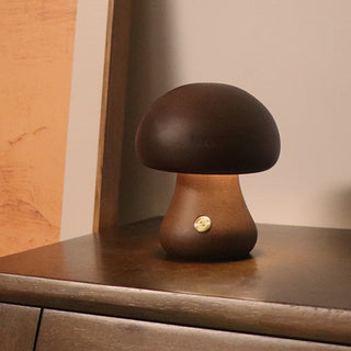 INS Wooden Cute Mushroom LED Night Light With Touch Switch  Bedside Table Lamp For Bedroom Childrens Room Sleeping Night Lamps Home Decor - Phosgene