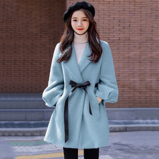 Women's Autumn And Winter New Korean Style Loose Thick Temperament Small Size Woolen Coat - Phosgene