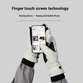 Non-slip Waterproof Fleece Lined Thickened Warm Gloves Women's Outdoor Skiing Touch Screen - Phosgene