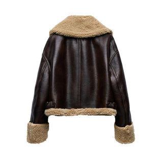 Faux Fur Effect Cropped Coat - Phosgene