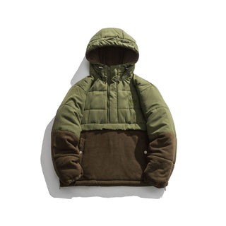 American Fleece Stitching Thickened Hooded Jacket - Phosgene