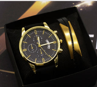 Men's Watch Set Quartz Fashion Cross-border Men's Watch Foreign Trade Calendar New Business Wrist Watch Men Phosgene