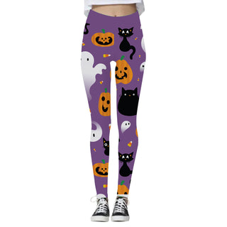 Women's Fashion Halloween High Waist Elastic Yoga Sports Leggings - Phosgene