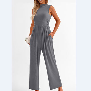 Women's Sleeveless Solid Color Casual Jumpsuit Phosgene