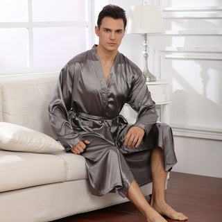 Men's Robe Ultra-thin Cardigan Nightgown Loose Plus Size - Phosgene