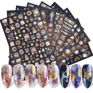 New Nail Stickers 3D Christmas Series Two-color Golden Laser Snowflake Thin Stickers Nail Art Design Nail Art Stickers - Phosgene