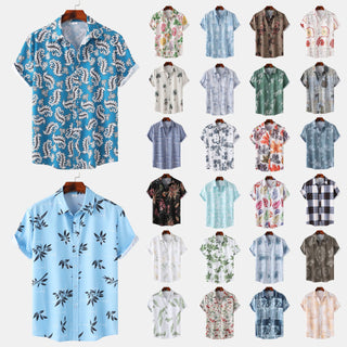 Cross-border Wind Beach Digital Printing Men's Short Sleeve Shirt Phosgene