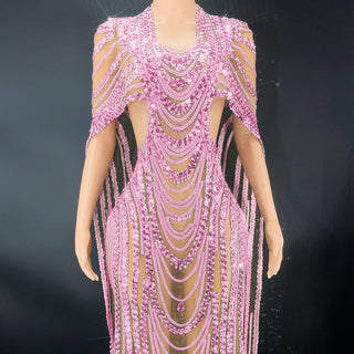 Celebrate Crystal Sequin Evening Gown - Phosgene