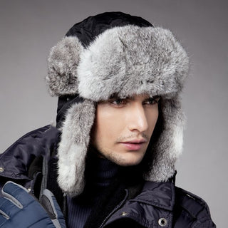 Men And Women Rabbit Fur Hat Couple Fur Skiing - Phosgene