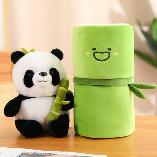 Simulated Bamboo Tube Flower Panda Pillow - Phosgene