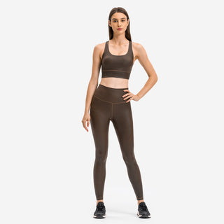 Matte Leather Pattern Yoga Pants Women's High Waist Belly Contracting - Phosgene