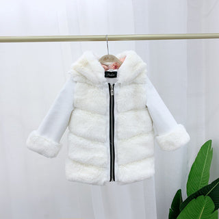 Children's Cotton Coat Rex Rabbit Hooded Faux Fur Coat - Phosgene