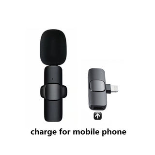 Wireless Lavalier Microphone Portable Audio Video Recording Mini Mic For I Phone Android Long Battery Life Live Broadcast Gaming - Phosgene