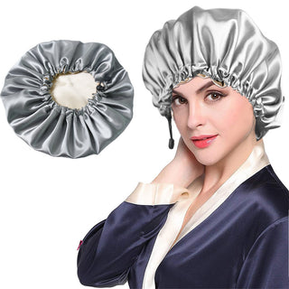 Shower Cap Soft Silk Dual-use Bath Cap Chemotherapy Cap - Phosgene