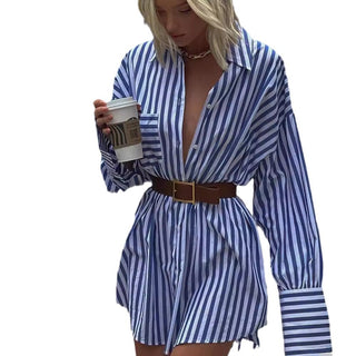 New Striped Mid-length Loose Fashion Striped Stitching Dress - Phosgene