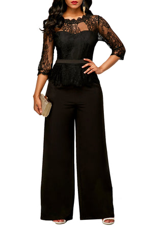 Straight Women's High Waist Lace Jumpsuit New - Phosgene