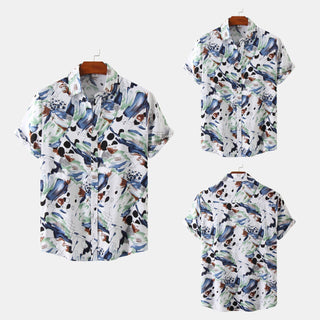 Men's Lapel Short Sleeve Floral Shirt Phosgene