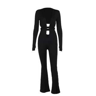 Autumn Women's Hot Girl Slim-fit Hollow-out Jumpsuit - Phosgene