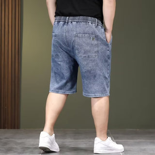 Summer Thin Plus Size Elastic Waist Denim Shorts Men - Phosgene