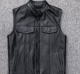 Vest Vest Button Motorcycle Motor Bike Casual Leather Waistcoat Plus Size - Phosgene