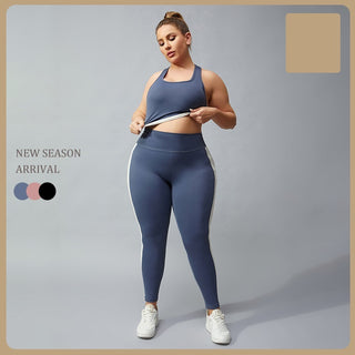 Running Yoga Racerback Type Nude Contrast Fitness Pants For Women - Phosgene