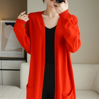 No Buckle Lazy Wind Fashion Long Cardigan Knitted Coat Women - Phosgene